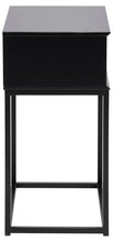 Load image into Gallery viewer, Black metal side table on a white background
