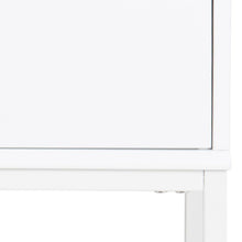 Load image into Gallery viewer, Close-up of a white furniture piece showing a drawer front, top edge, and part of the frame structure against a white background.
