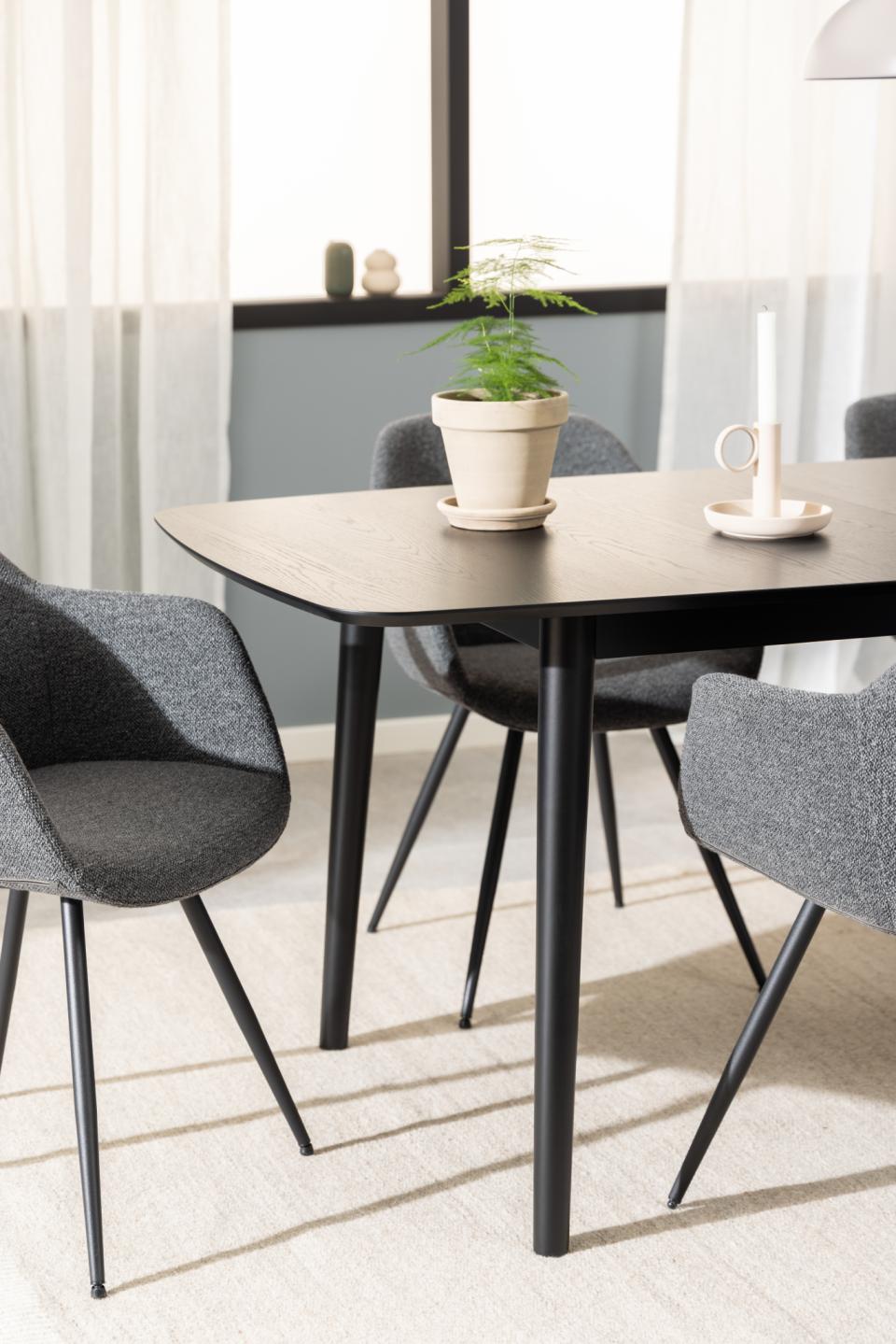 Montreux Extendable Large Rectangle Black Oak Dining Table 180/219cm Extending Top