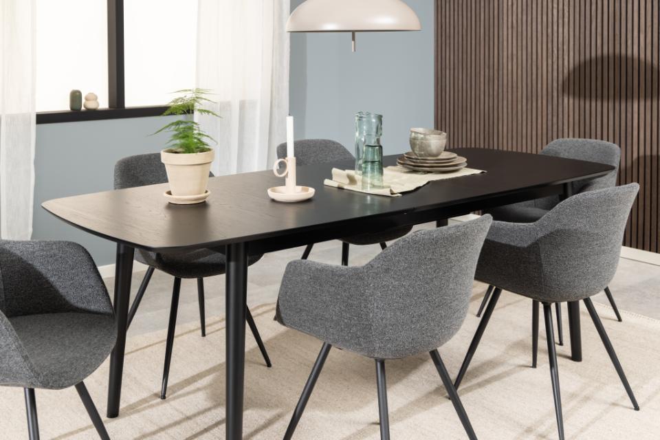 Montreux Extendable Large Rectangle Black Oak Dining Table 180/219cm Extending Top