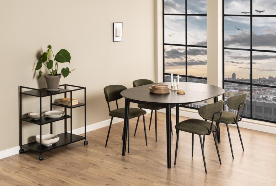 Montreux Round Extendable Black Oak Dining Table 115/154cm Extending Top
