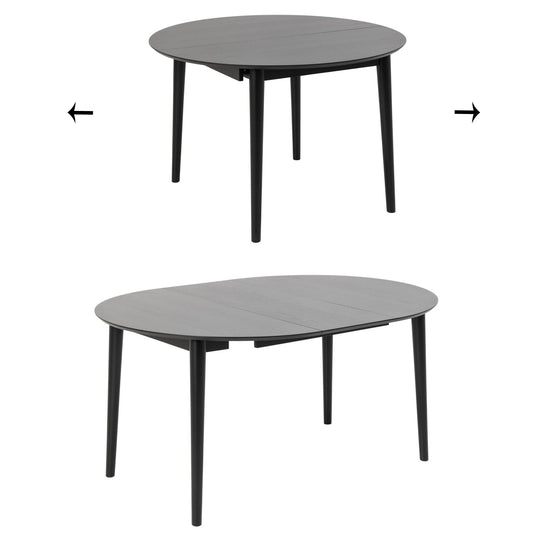 Montreux Round Extendable Black Oak Dining Table 115/154cm Extending Top
