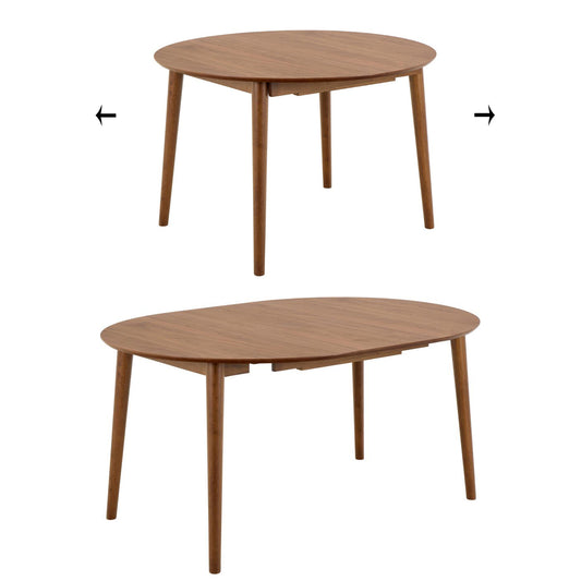 montreux round oak dining table from Homestreet showing how it can be extended