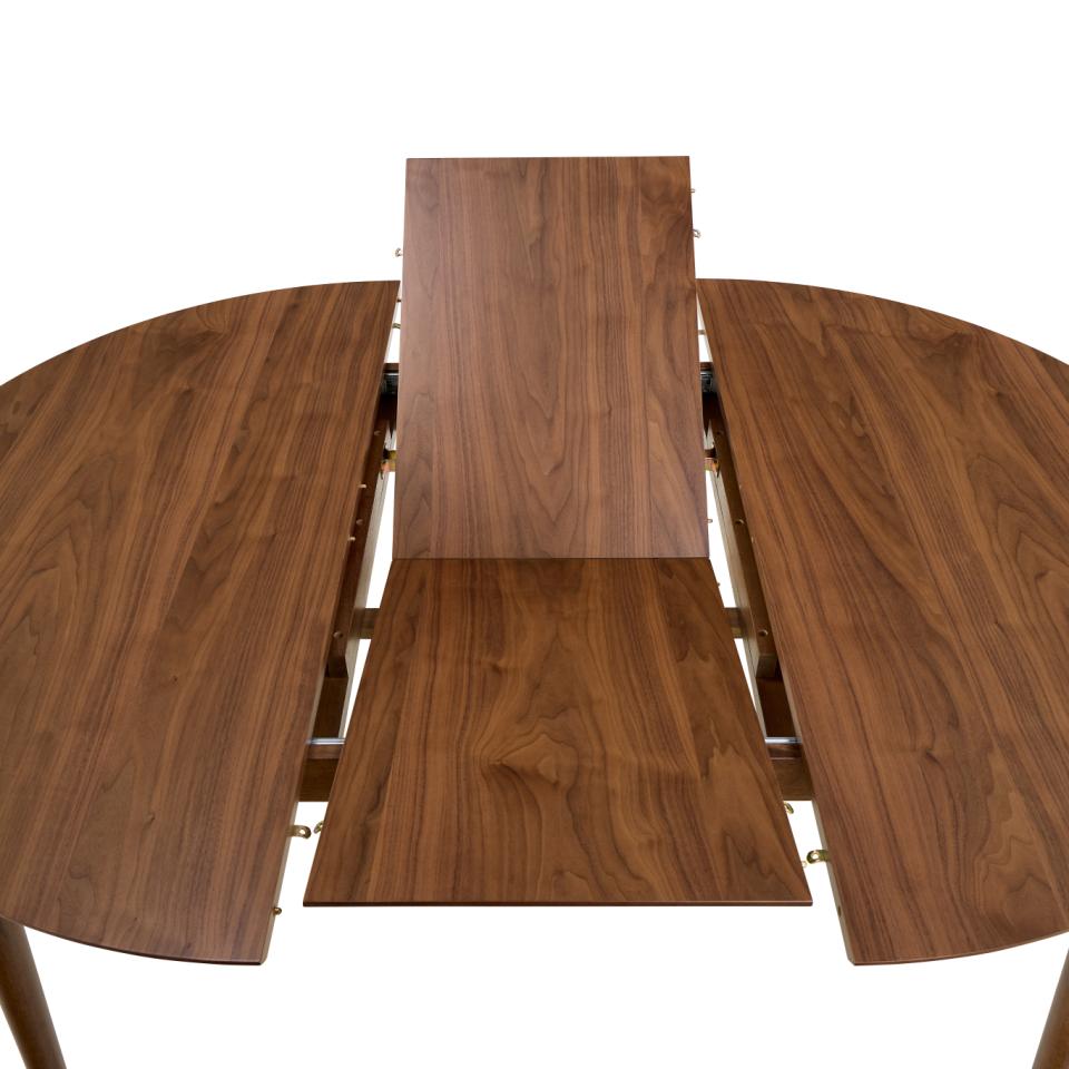 Wooden Montreux dining table with concealed central extending mechanism leaves on a white background