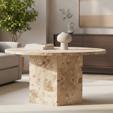 Load image into Gallery viewer, Naxos Brown Lavish Coffee Table With Lacquered Marble Top 80cm
