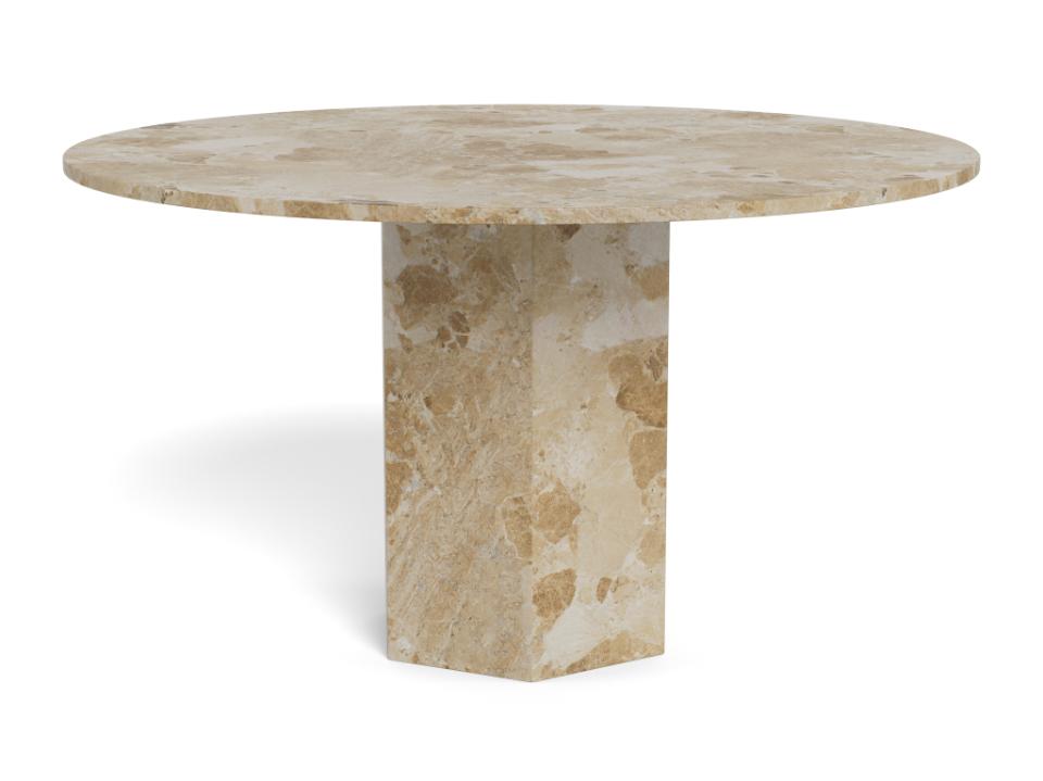 Round Naxos marble stone dining table on a white background