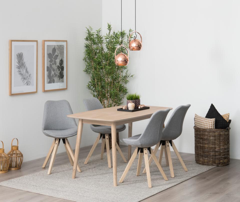 Negano Chene Designer White Oak Rectangle Dining Table 4/6 Seats 150x80cm