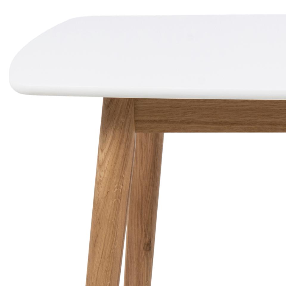 Negano Chene Designer White Rectangle Oak Dining Table 4/6 Seats 150x80cm