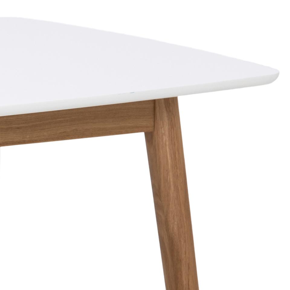 Negano Chene Designer White Rectangle Oak Dining Table 4/6 Seats 150x80cm