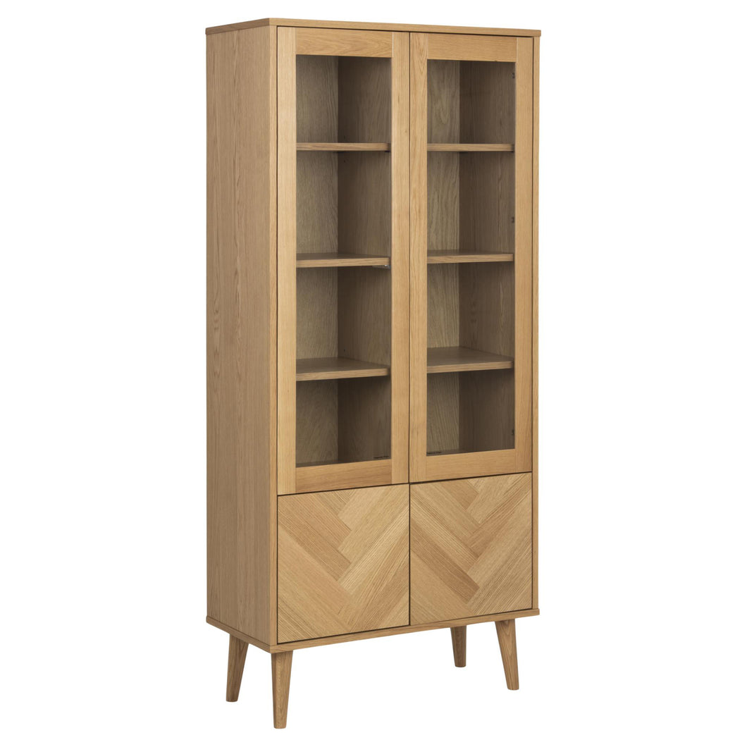 Nagano Solid Oak Display Cabinet With 4 Doors And Shelves 80x37x178cm
