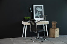Load image into Gallery viewer, Neptun Bureau Office Desk In White With 3 Oak Drawers And Black Metal Legs 110x50cm
