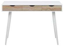 Load image into Gallery viewer, Neptun Bureau Office Desk In White With 3 Oak Drawers And Black Metal Legs 110x50cm
