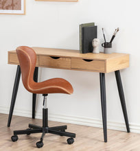 Load image into Gallery viewer, Neptun Bureau Modern Office Desk In Wild Oak With Black Metal Legs 110x50cm
