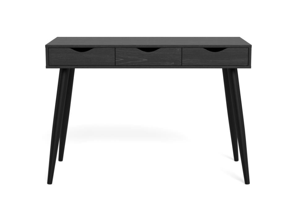 Neptun Bureau Modern Office Desk In Black Melamine Ash With Metal Legs 110x50 cm