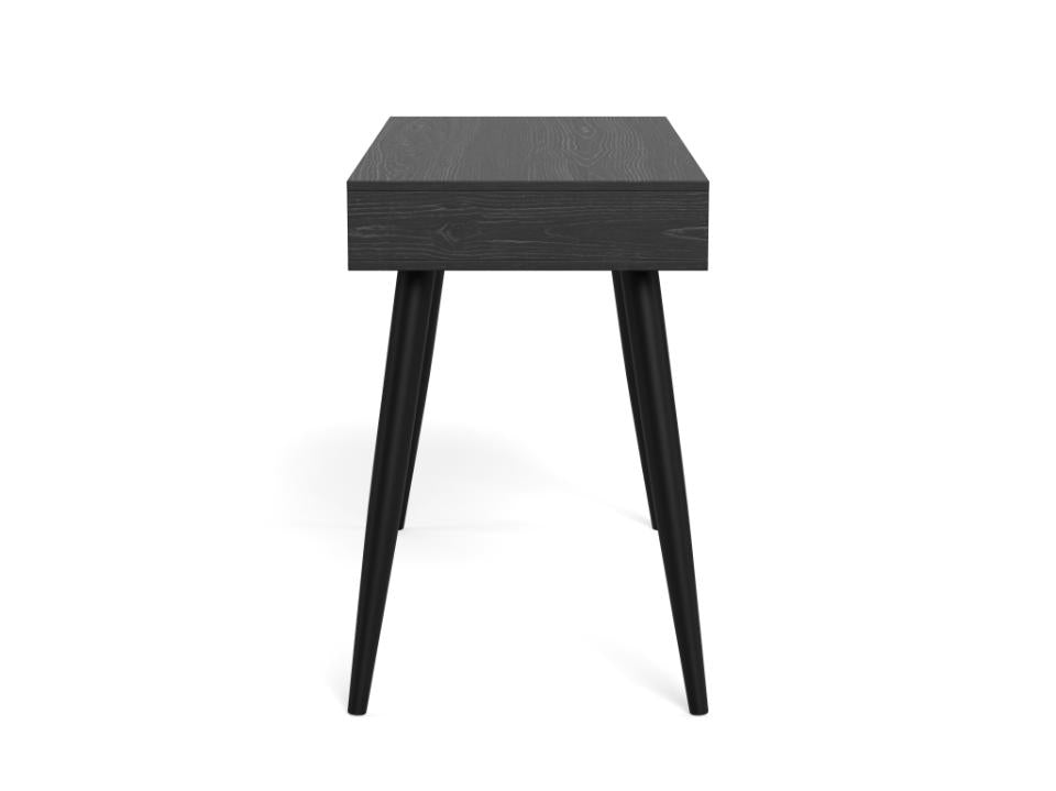 Neptun Bureau Modern Office Desk In Black Melamine Ash With Metal Legs 110x50 cm