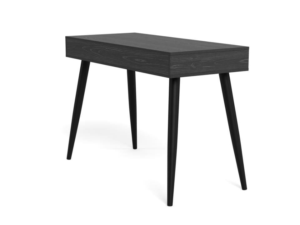 Neptun Bureau Modern Office Desk In Black Melamine Ash With Metal Legs 110x50 cm
