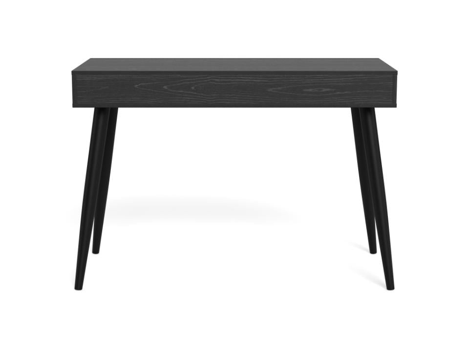 Neptun Bureau Modern Office Desk In Black Melamine Ash With Metal Legs 110x50 cm