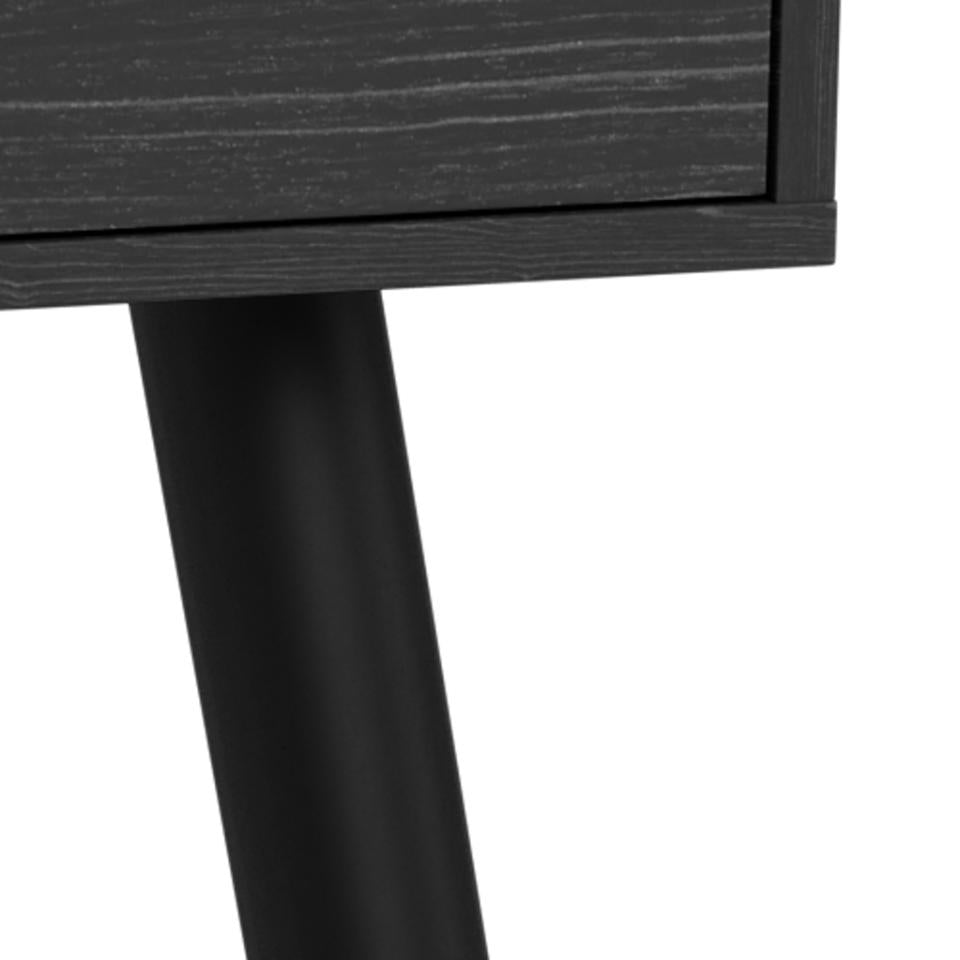 Neptun Bureau Modern Office Desk In Black Melamine Ash With Metal Legs 110x50 cm