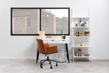 Load image into Gallery viewer, Modern home office with a desk, chair, and bookshelf.
