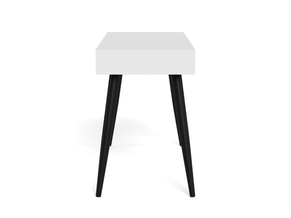 Neptun Bureau Office Desk In White With Black Metal Legs 110x50cm