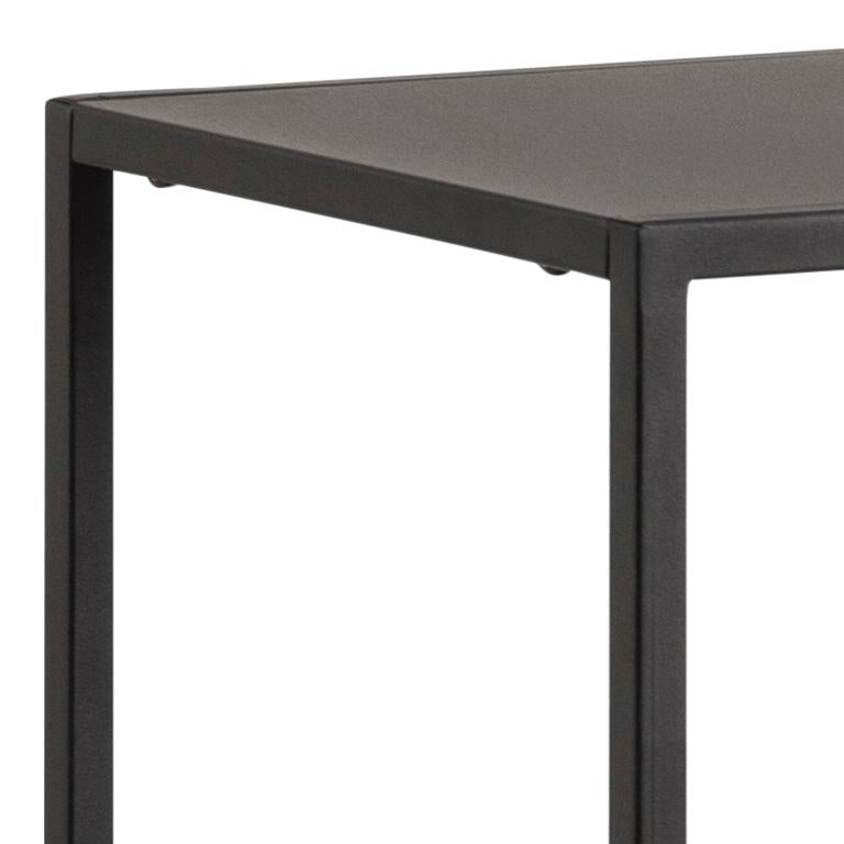 Black metal table with a white background