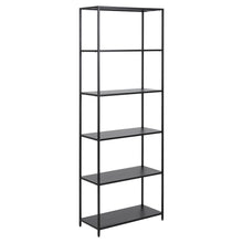 Load image into Gallery viewer, Newcastle Tall Metal Bookcase Shelving Unit Black With 5 Shelves 69x30x185cm
