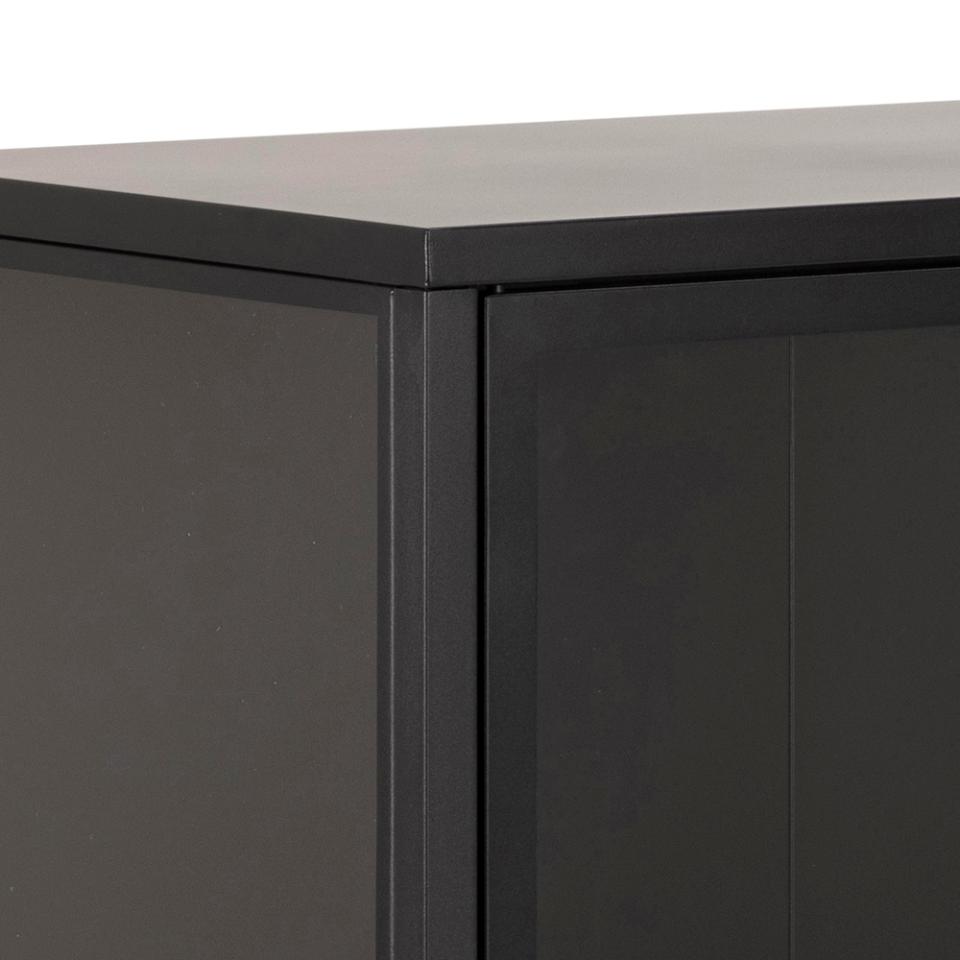 Newcastle Black Display Cabinet With 2 Glass Doors & 2 Metal Shelves 80x40x99cm