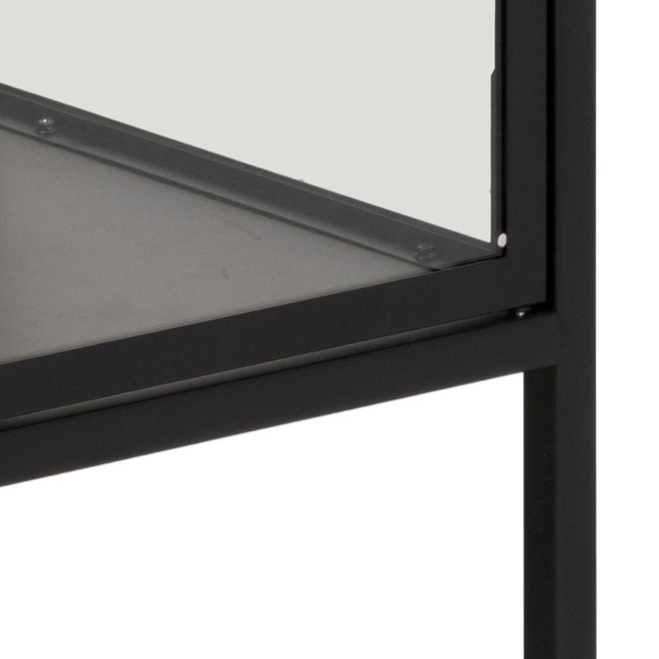 Newcastle Black Display Cabinet With 2 Glass Doors & 2 Metal Shelves 80x40x99cm