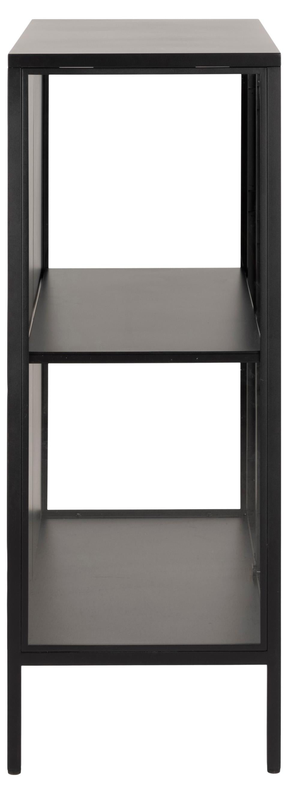Newcastle Black Display Cabinet With 2 Glass Doors & 2 Metal Shelves 80x40x99cm