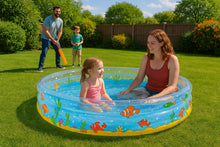 Load image into Gallery viewer, Round Paddling Pool Bright Colour Underwater Ocean Animals Theme 3 Ring Pool Large 150cm 5 ft Inflatable Family Pool
