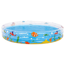 Load image into Gallery viewer, Round Paddling Pool Bright Colour Underwater Ocean Animals Theme 3 Ring Pool Large 150cm 5 ft Inflatable Family Pool

