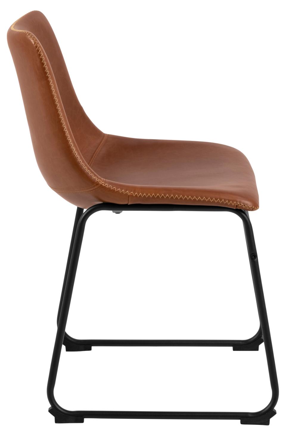 Oregon Brown Vintage Leather Dining Chairs, Set Of 2 With Metal Base