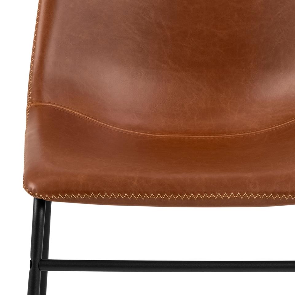 Oregon Brown Vintage Leather Dining Chairs, Set Of 2 With Metal Base