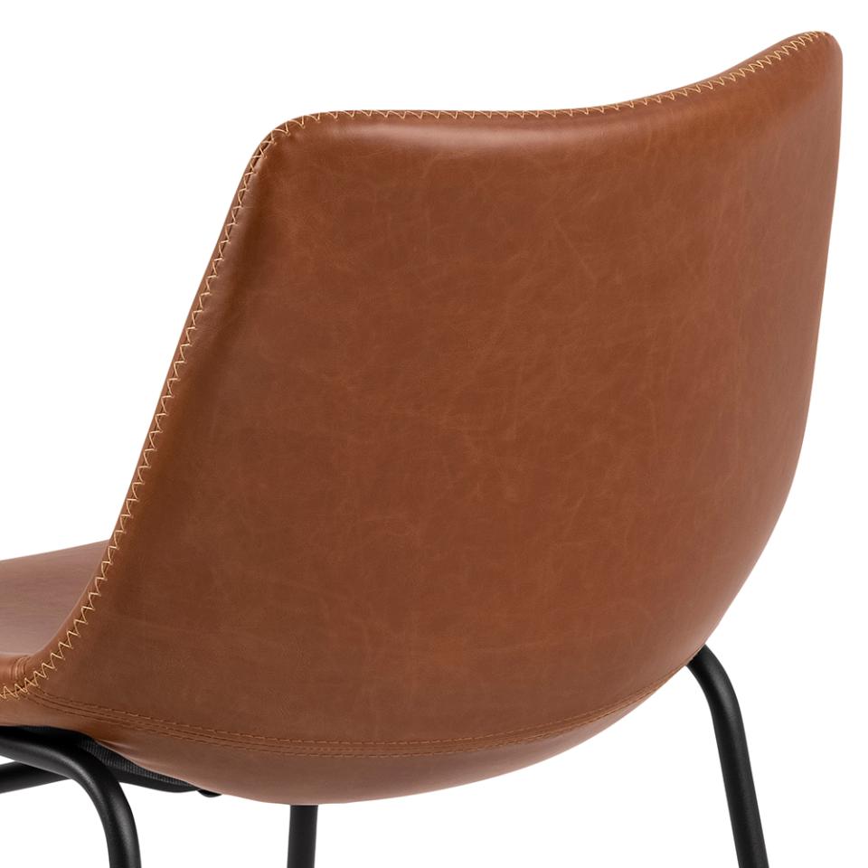 Oregon Brown Vintage Leather Dining Chairs, Set Of 2 With Metal Base