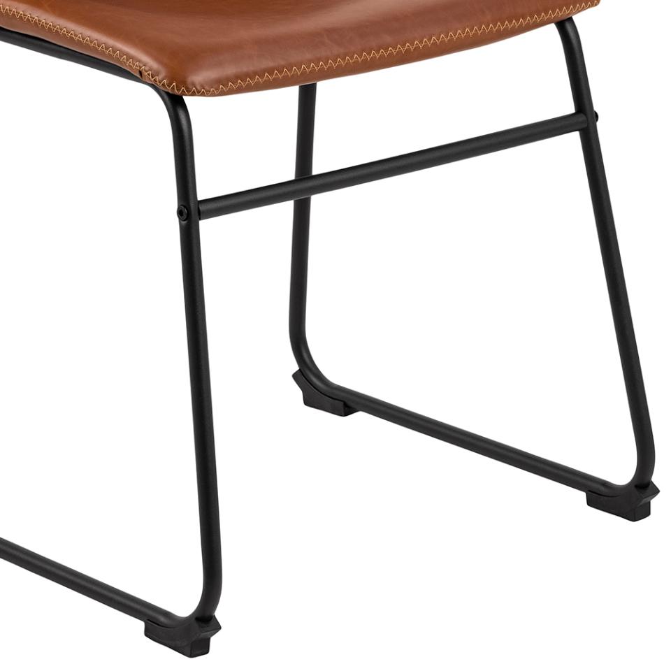 Oregon Brown Vintage Leather Dining Chairs, Set Of 2 With Metal Base