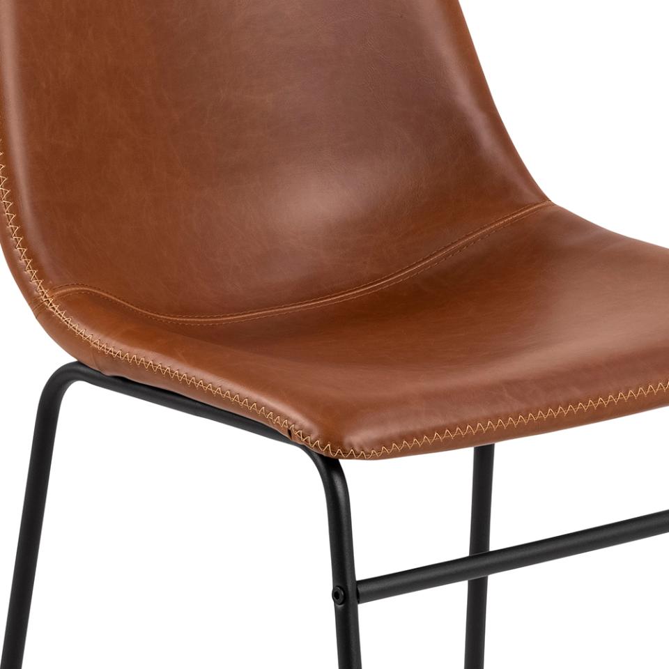 Oregon Brown Vintage Leather Dining Chairs, Set Of 2 With Metal Base