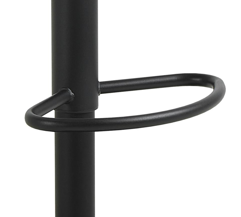 Owen Black Leather Bar Stool With Steel base, Footrest, Height Adjustment And Swivel Single Barstool
