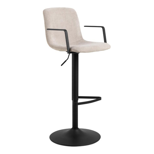 Pablo Barstools, Pair of Light Beige Fabric Bar stools with Armrests, Swivel and Height Adjustment functions