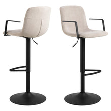Load image into Gallery viewer, Pablo Barstools, Pair of Light Beige Fabric Bar stools with Armrests, Swivel and Height Adjustment functions

