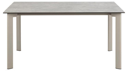 A rectangular Palermo dining table with a light gray textured top and light grey metal legs, shown against a plain white background.