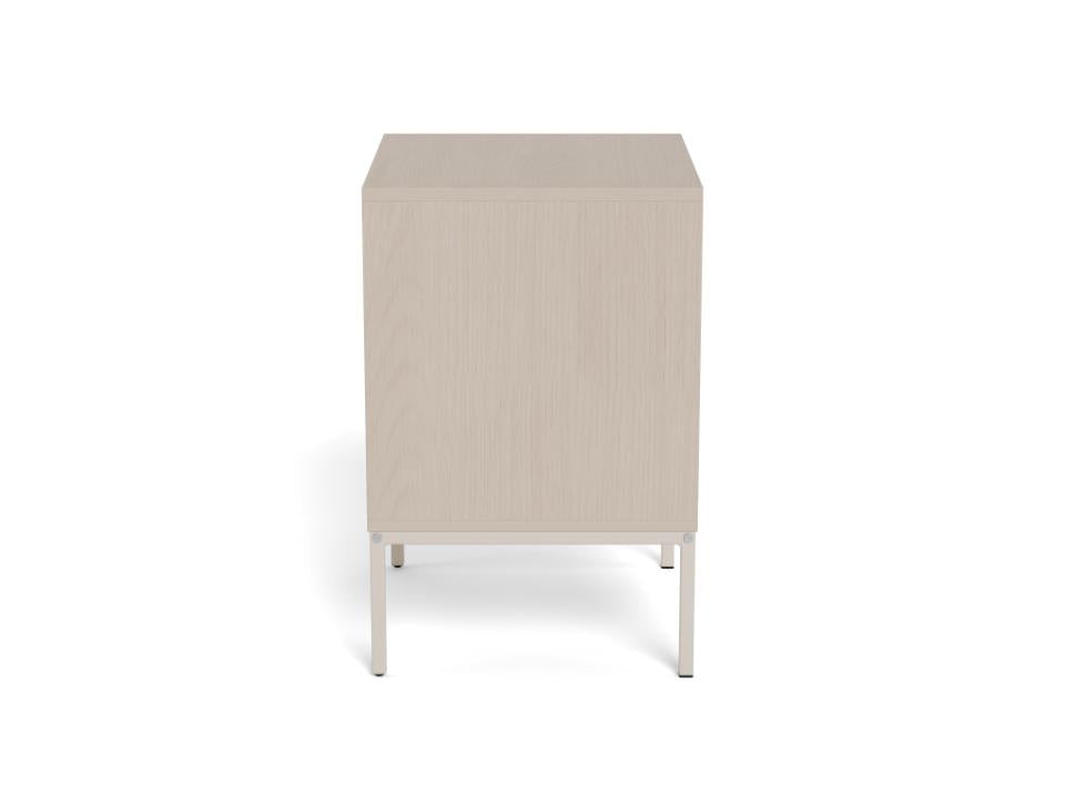 Beige side table with metal legs on a white background