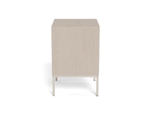 Load image into Gallery viewer, Beige side table with metal legs on a white background
