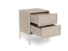 Load image into Gallery viewer, Beige two-drawer nightstand on a white background
