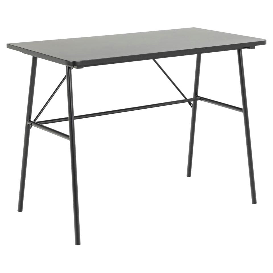 Pascal Office Desk Table In Black With Solid Metal Legs 100x55x75cm