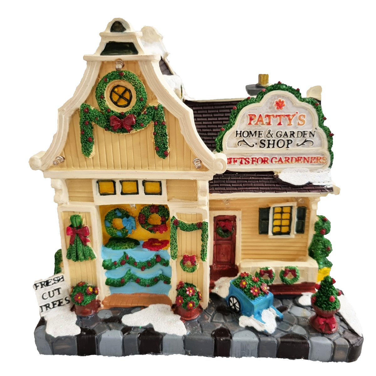 Light Up Restaurant Christmas Village Scene Traditional Winter Large LED Miniature 19cm