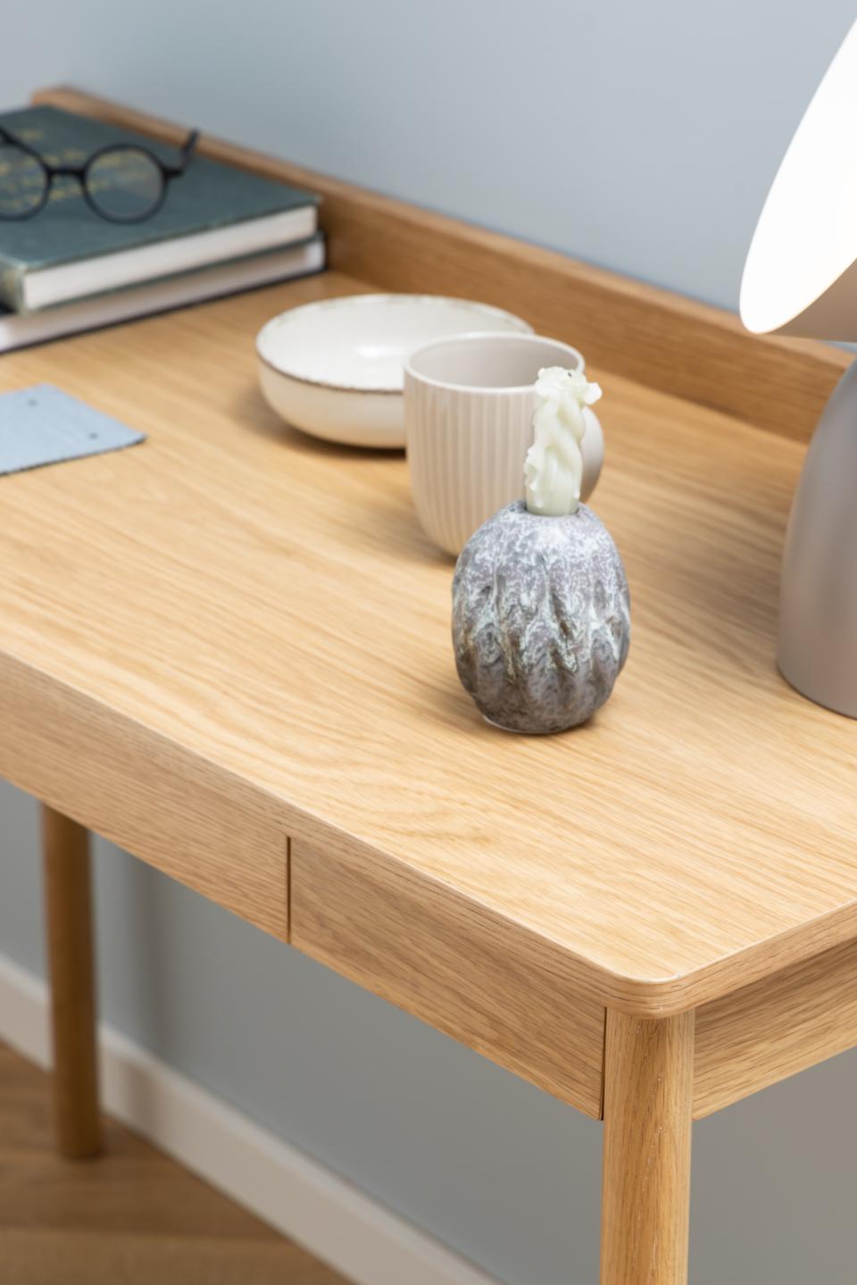 close up of a modern oak office desk by Homestreet