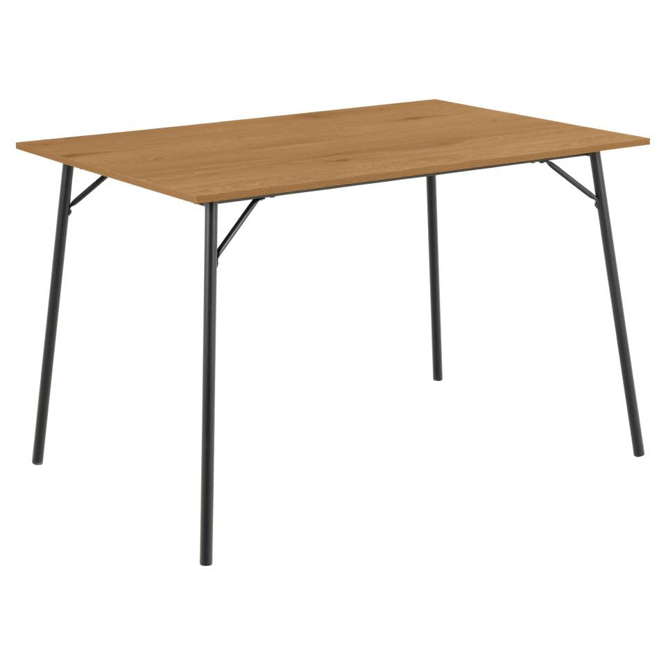 Peru Designer Oak Rectangle Dining Table With Metal Legs Spacious 6 Seats 120cm