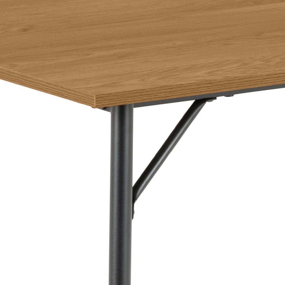 Peru Designer Oak Rectangle Dining Table With Metal Legs Spacious 6 Seats 120cm