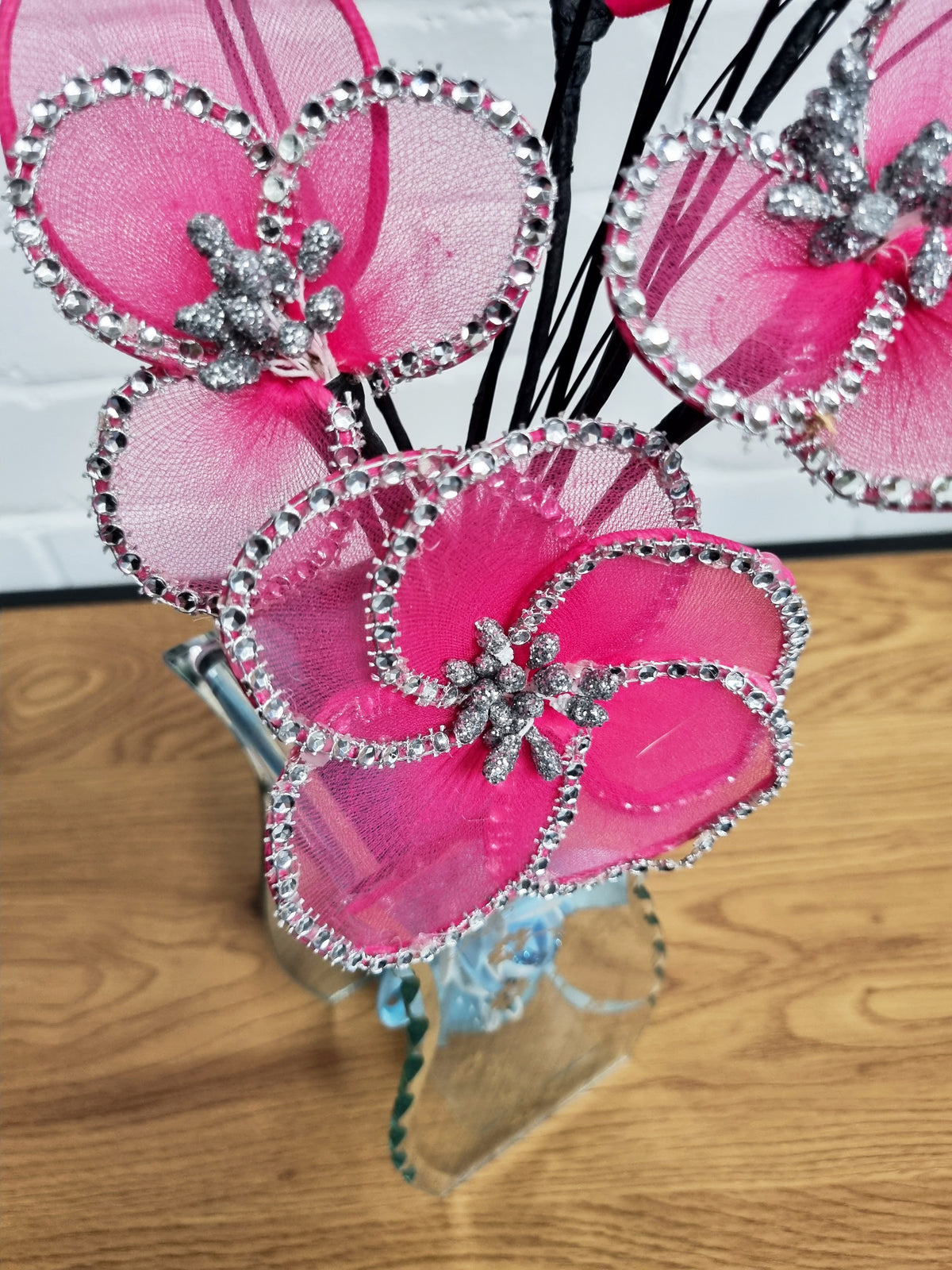 Gossamer Nylon Flower In A Mirrored Vase With Stunning Detail