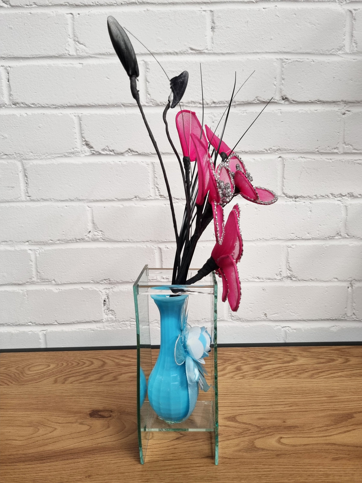 Gossamer Nylon Flower In A Mirrored Vase With Stunning Detail